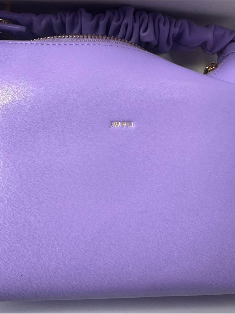 JW PEI Lilac Ruched-Handle Shoulder Bag with Gold Hardware